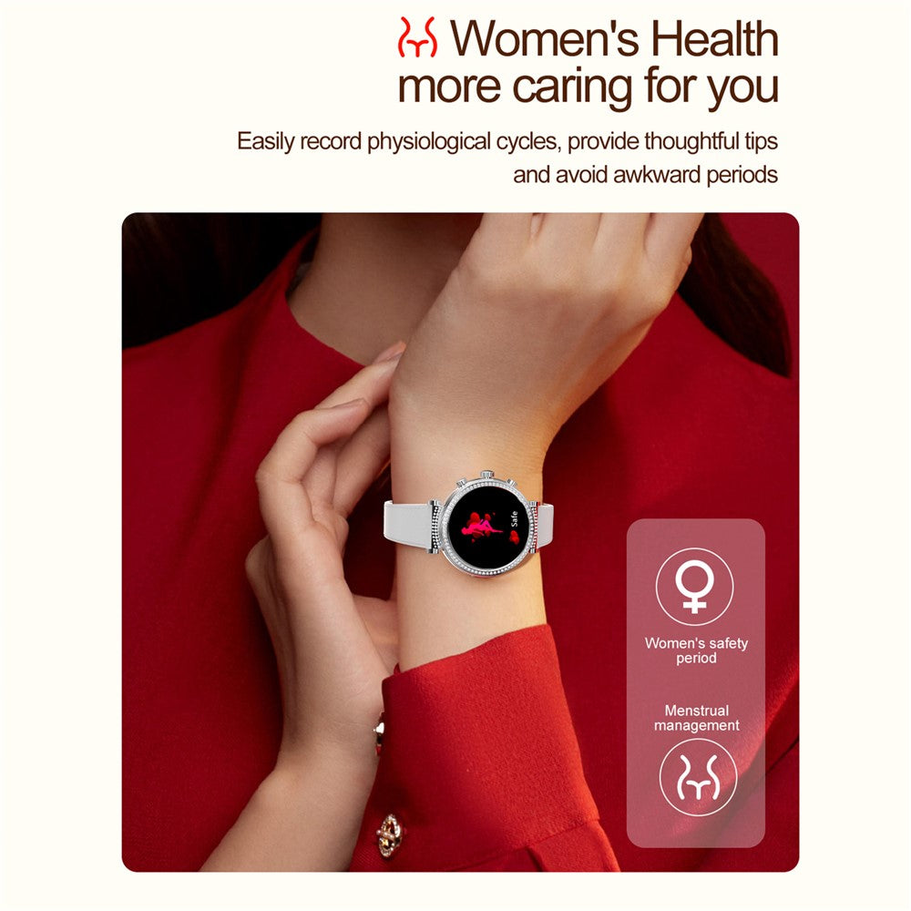 TK28 Women ECG Bluetooth-compatible Call Heart Rate Temperature Monitor Smart Watch, Leather Strap (CE Certified)