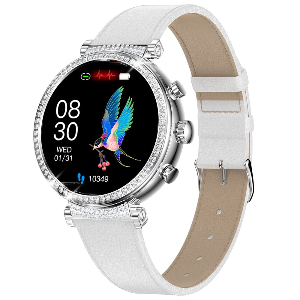 TK28 Women ECG Bluetooth-compatible Call Heart Rate Temperature Monitor Smart Watch, Leather Strap (CE Certified)