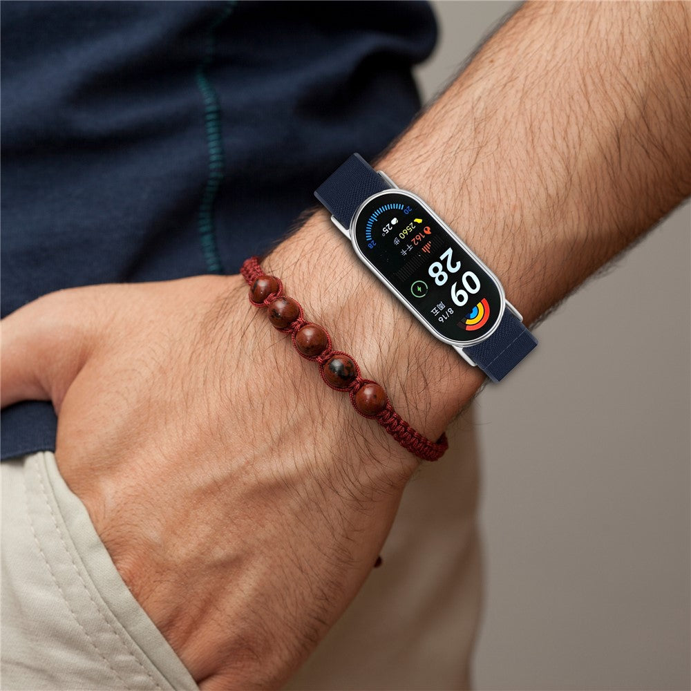 Watch Band for Xiaomi Mi Band 9 Ceramic Edition / Smart Band 9 NFC / 9 / 8 NFC / 8 Nylon Elastic Strap with Stainless Steel Connector