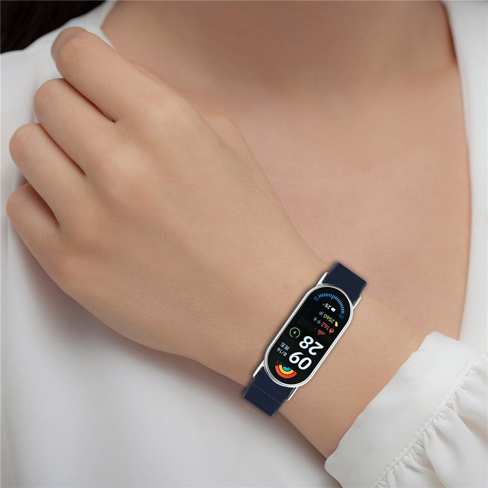 Watch Band for Xiaomi Mi Band 9 Ceramic Edition / Smart Band 9 NFC / 9 / 8 NFC / 8 Nylon Elastic Strap with Stainless Steel Connector