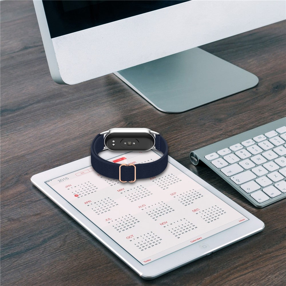 Watch Band for Xiaomi Mi Band 9 Ceramic Edition / Smart Band 9 NFC / 9 / 8 NFC / 8 Nylon Elastic Strap with Stainless Steel Connector