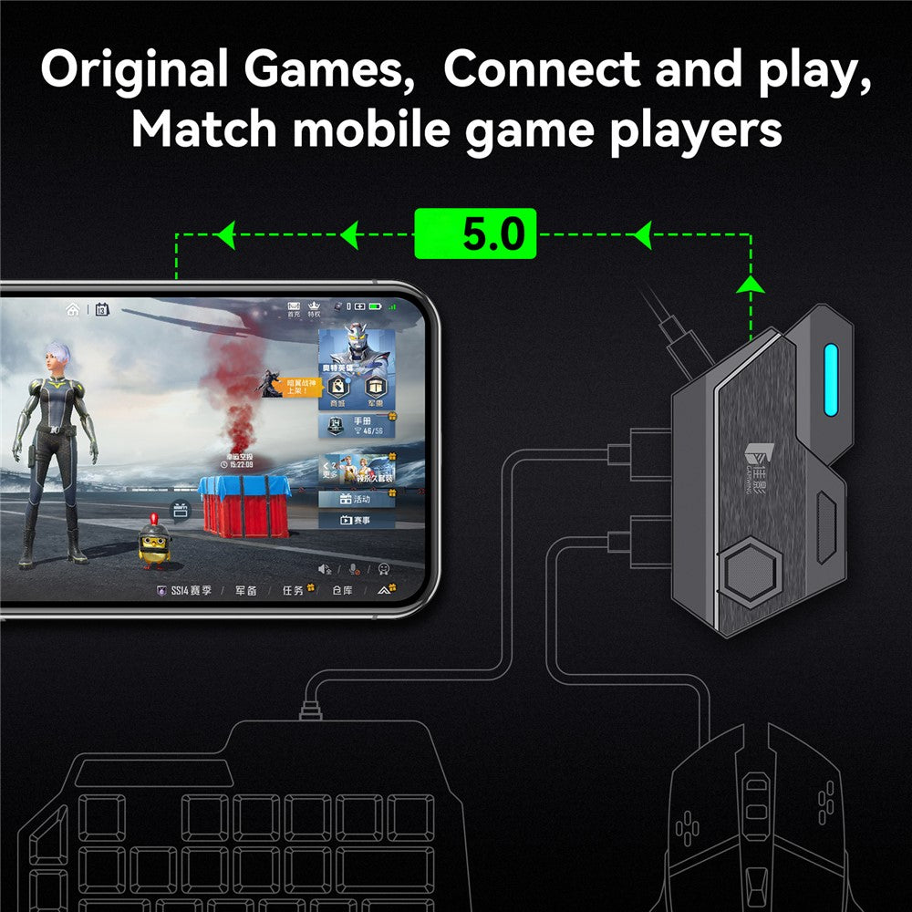 GAMWING Elite Converter+G2 Mouse+K12 Mute Keyboard+Phone Bracket Stand