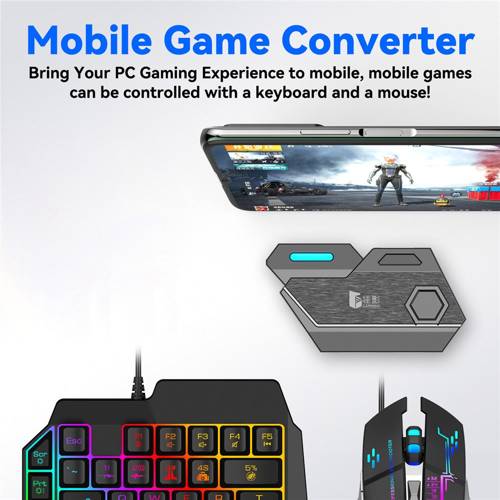 GAMWING Elite Converter+G2 Mouse+K12 Mute Keyboard+Phone Bracket Stand