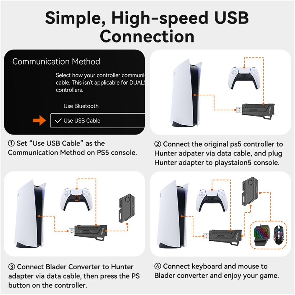 GAMWING Blader Converter + Hunter Adapter + G7 Keyboard + GM86 Mouse Set for Game Console