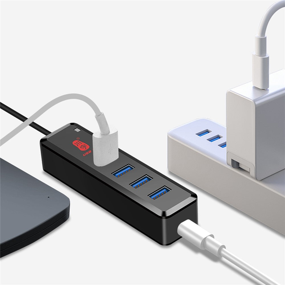 KAWAU H302-100CM Multi USB Port Expander with Micro-B Charging Port USB Splitter 4-port USB 3.0 Hub with 100cm Cable, Support Fast Data Transfer