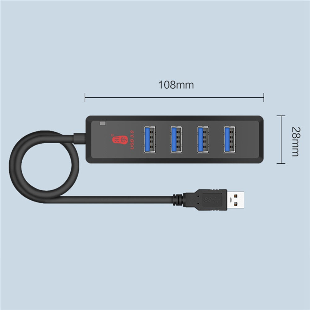 KAWAU H302-100CM Multi USB Port Expander with Micro-B Charging Port USB Splitter 4-port USB 3.0 Hub with 100cm Cable, Support Fast Data Transfer