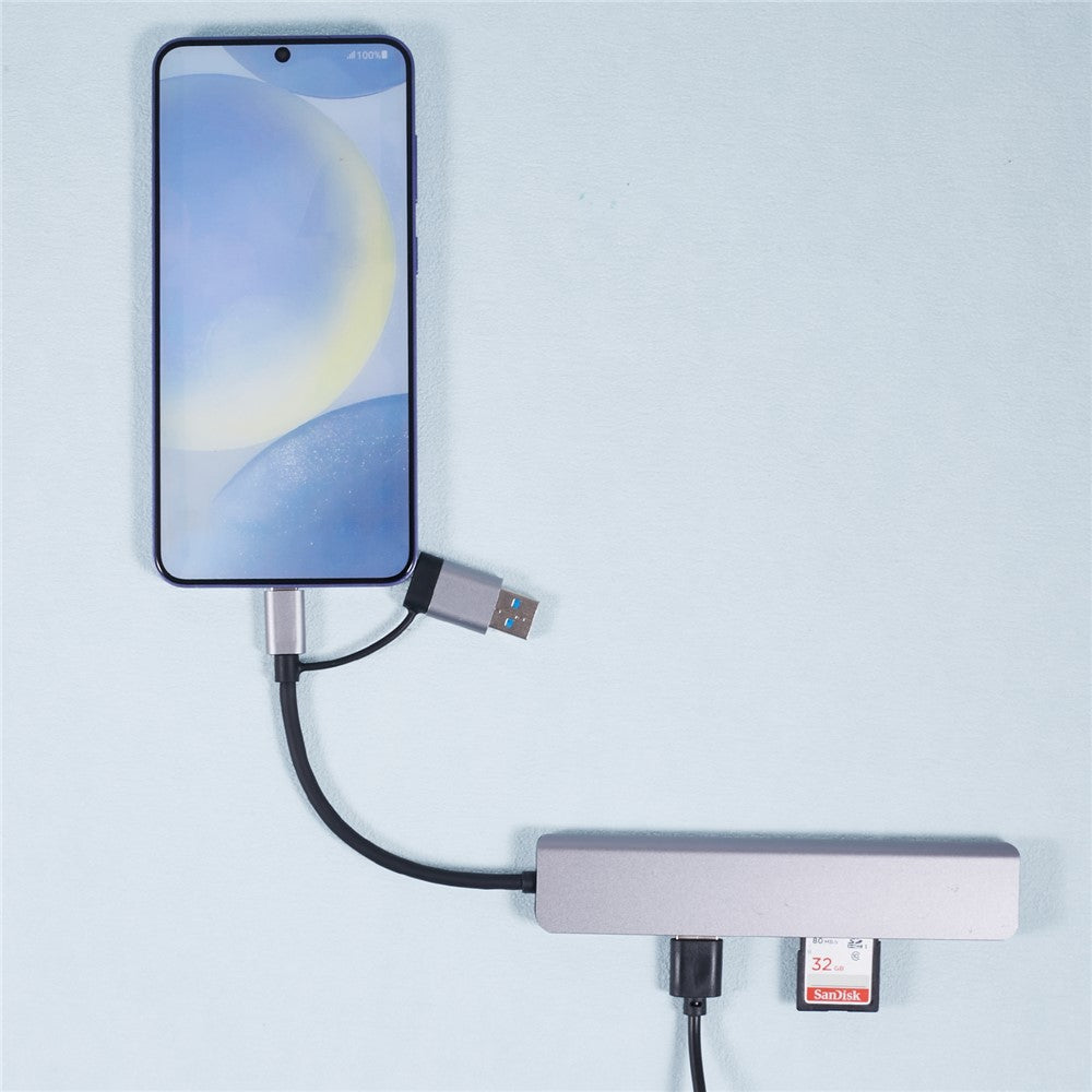 2218TU 8 in 1 USB Hub Adapter USB / Type-C to USB3.0 + 3 USB 2.0 + USB-C + SD / TF + 3.5mm Docking Station