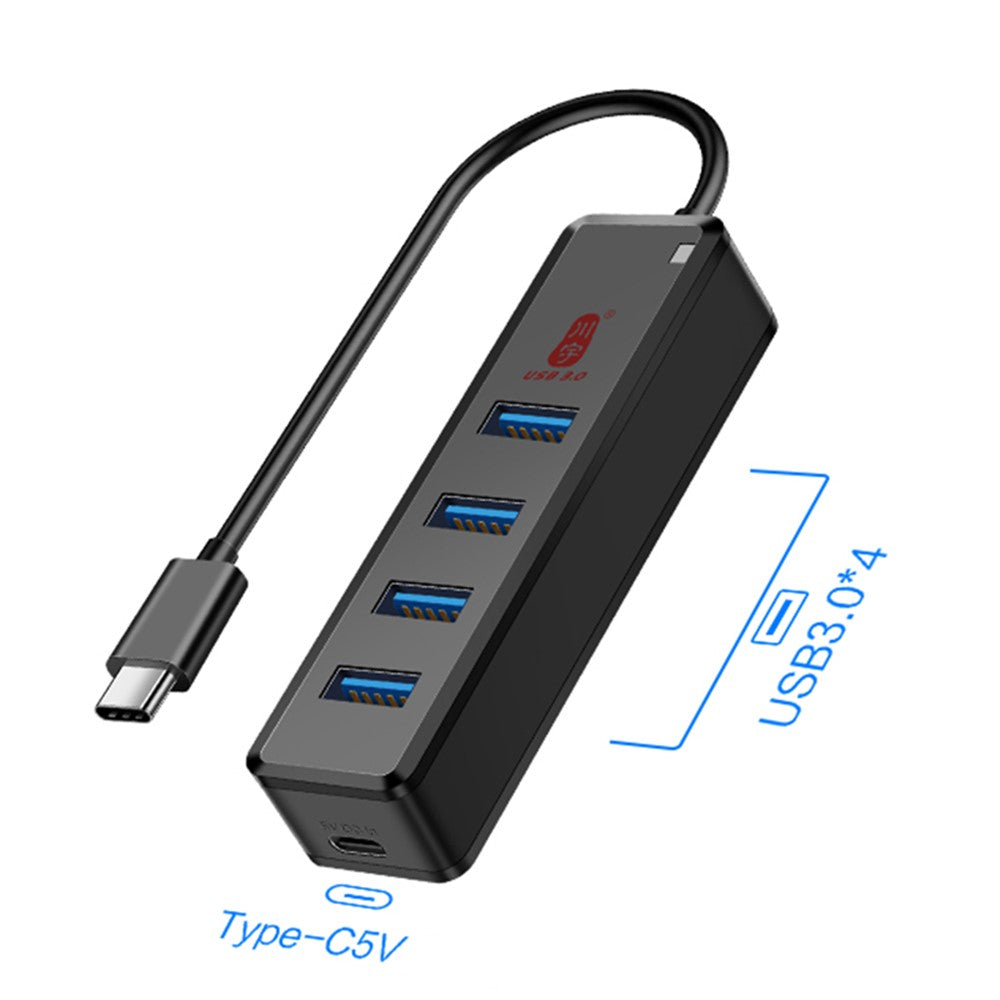 KAWAU H302C 15cm High-Speed Type-C Hub Adapter 4 USB3.0 Docking Station with Female Type-C Port