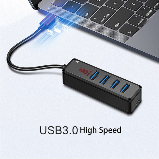 KAWAU H302C 15cm High-Speed Type-C Hub Adapter 4 USB3.0 Docking Station with Female Type-C Port