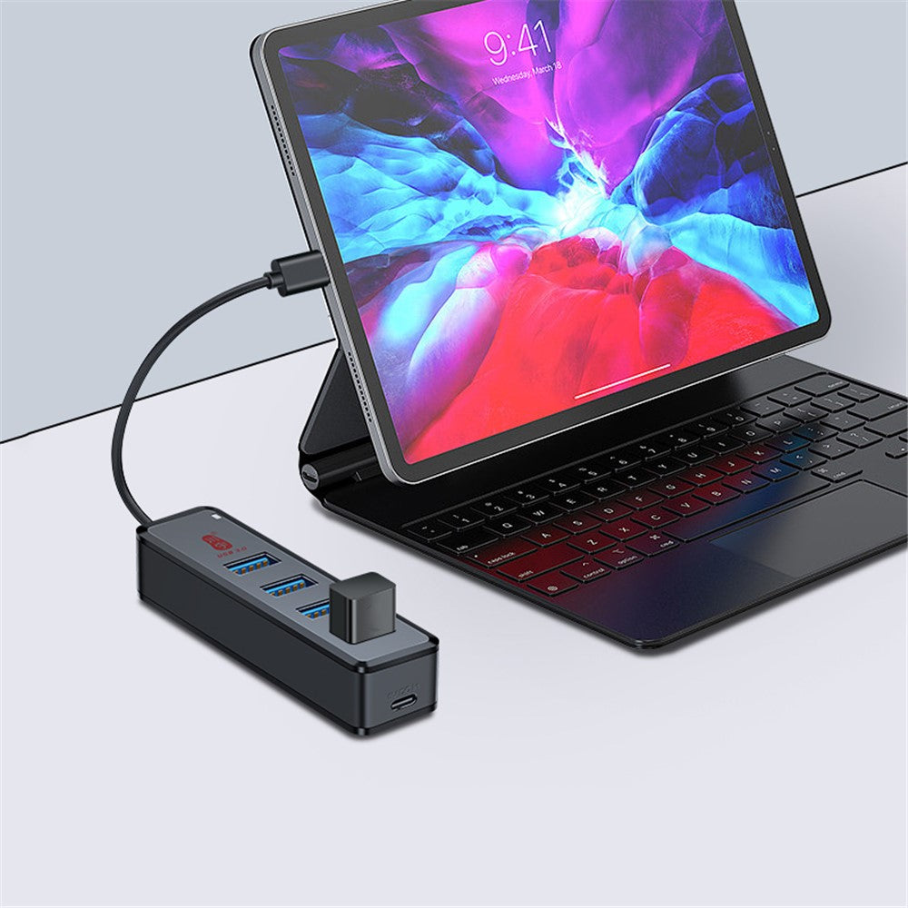 KAWAU H302C 15cm High-Speed Type-C Hub Adapter 4 USB3.0 Docking Station with Female Type-C Port