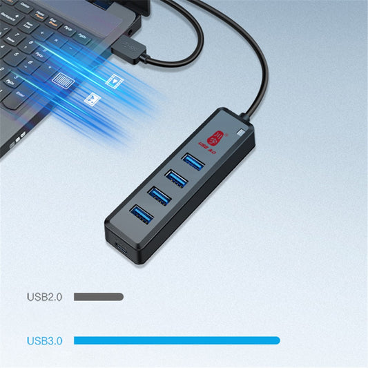 KAWAU H302 60cm High-Speed USB Hub Adapter 4 USB3.0+Type-C Charging Port Docking Station