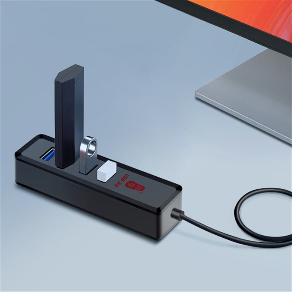 KAWAU H302 60cm High-Speed USB Hub Adapter 4 USB3.0+Type-C Charging Port Docking Station