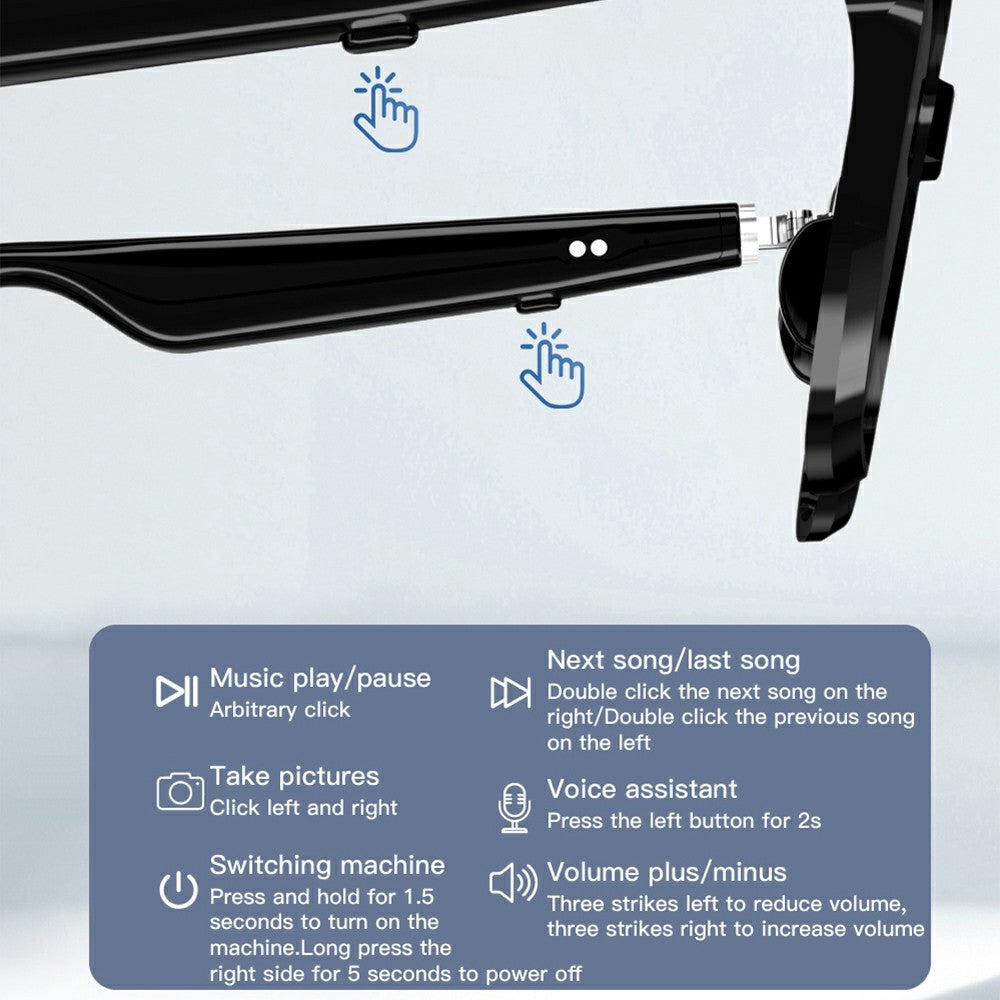 G01-09 Bluetooth-compatible Smart Sport Sunglasses Wireless Music Earphone Sun Glasses (CE Certified)