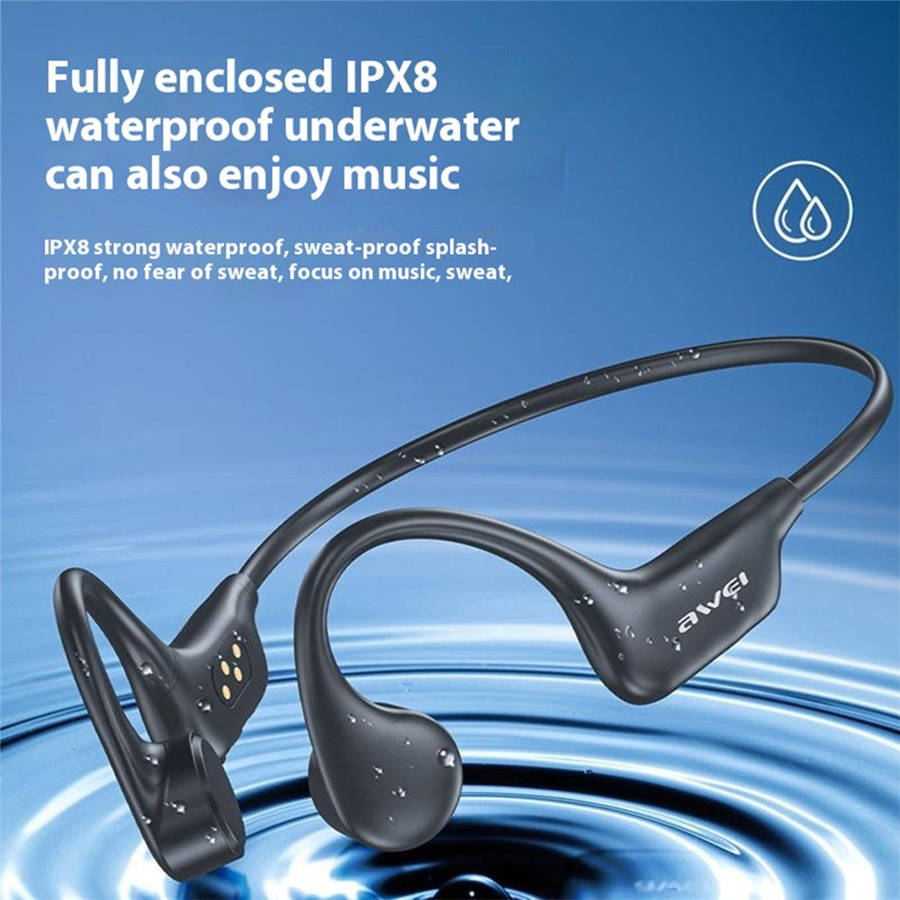 AWEI A899BL Bone Conduction Open Ear Bluetooth-compatible Headphones IPX8 Swimming Earphones