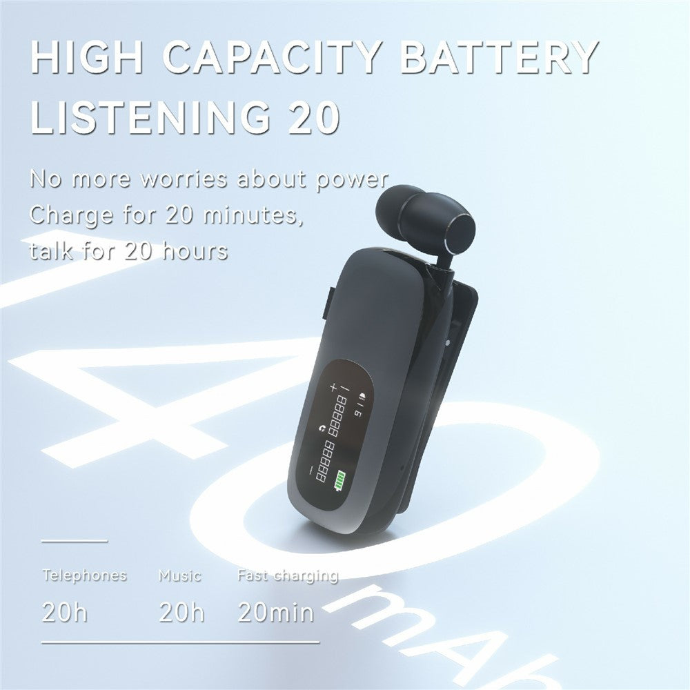 K75 LCD Screen Business Bluetooth-compatible Headset Noise Cancellation Earphone with Vibration Alert