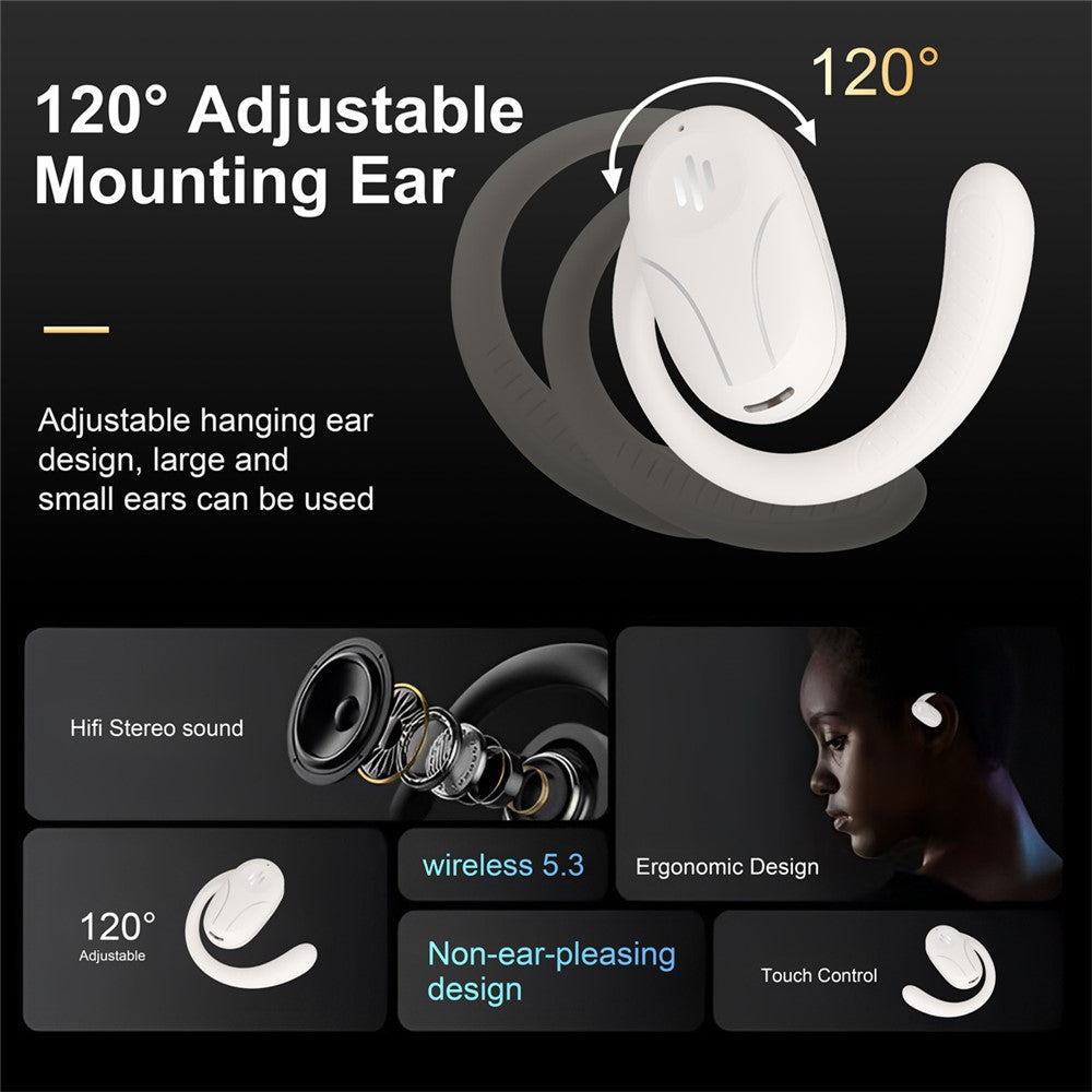 SP30 AI Directional Voice Transmission Open Ear Headphones Bluetooth-compatible Earphones with Rotating Hook