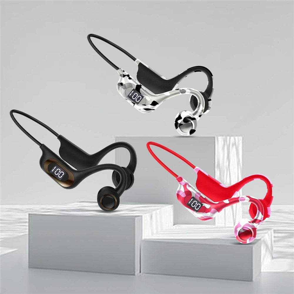 AKZ-G6 Bluetooth-compatible 5.3 Hi Fi Sound Earphones Open Ear Bone Conduction Headphones with LED Display