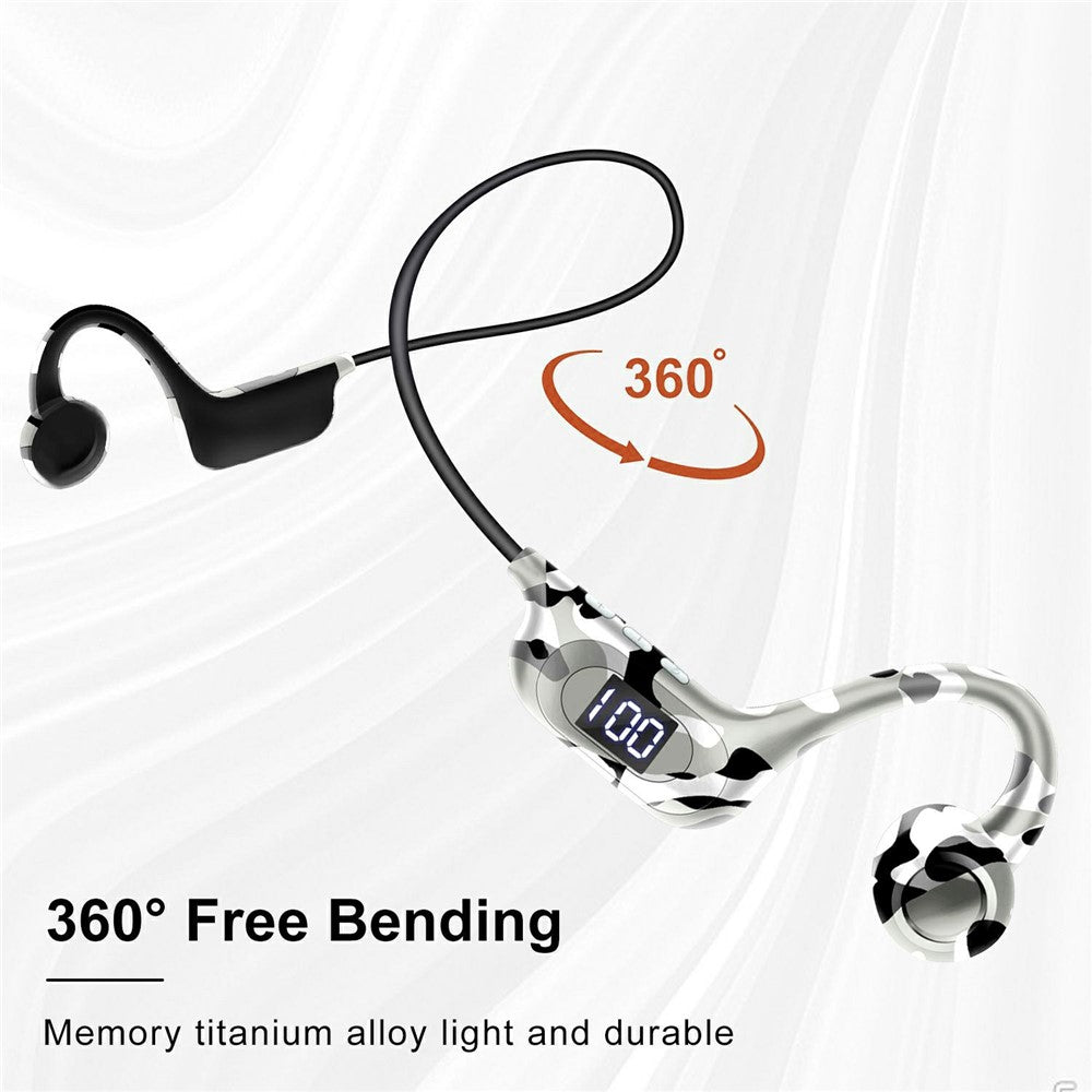 AKZ-G6 Bluetooth-compatible 5.3 Hi Fi Sound Earphones Open Ear Bone Conduction Headphones with LED Display