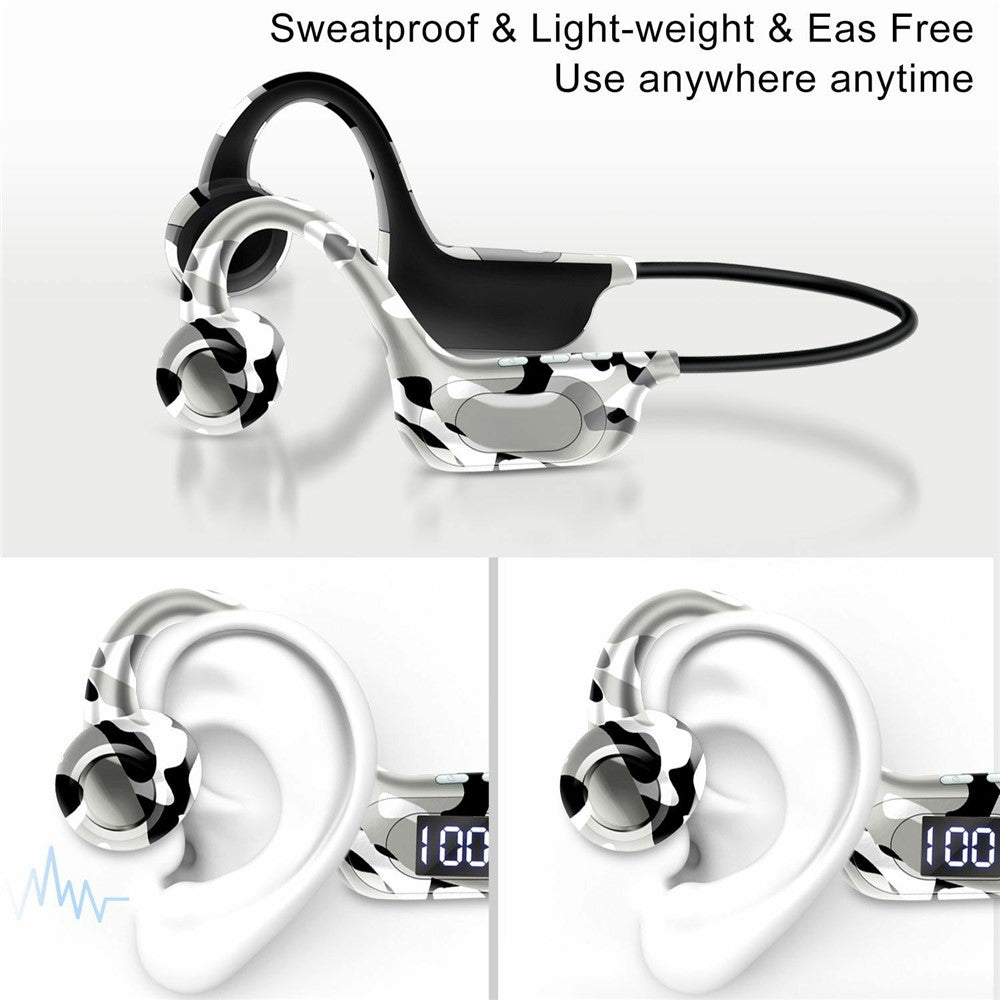AKZ-G6 Bluetooth-compatible 5.3 Hi Fi Sound Earphones Open Ear Bone Conduction Headphones with LED Display