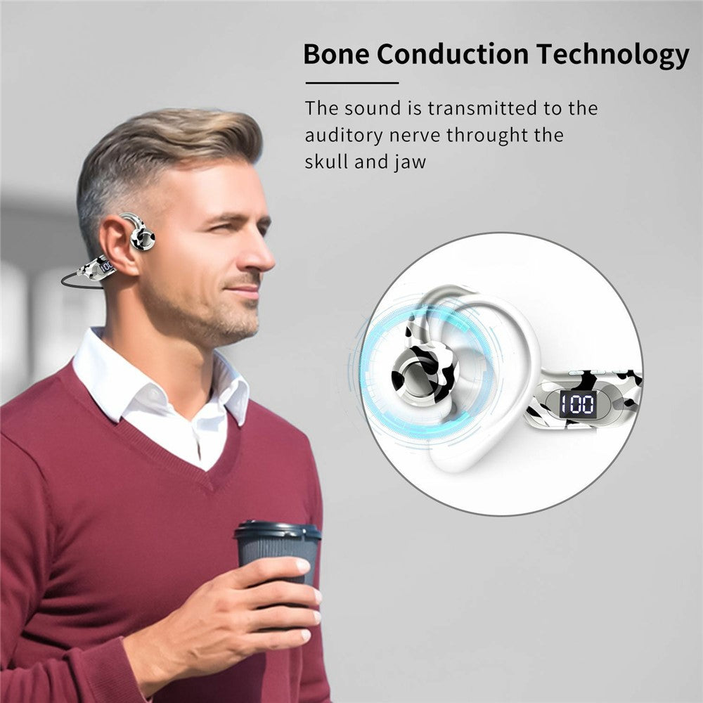 AKZ-G6 Bluetooth-compatible 5.3 Hi Fi Sound Earphones Open Ear Bone Conduction Headphones with LED Display