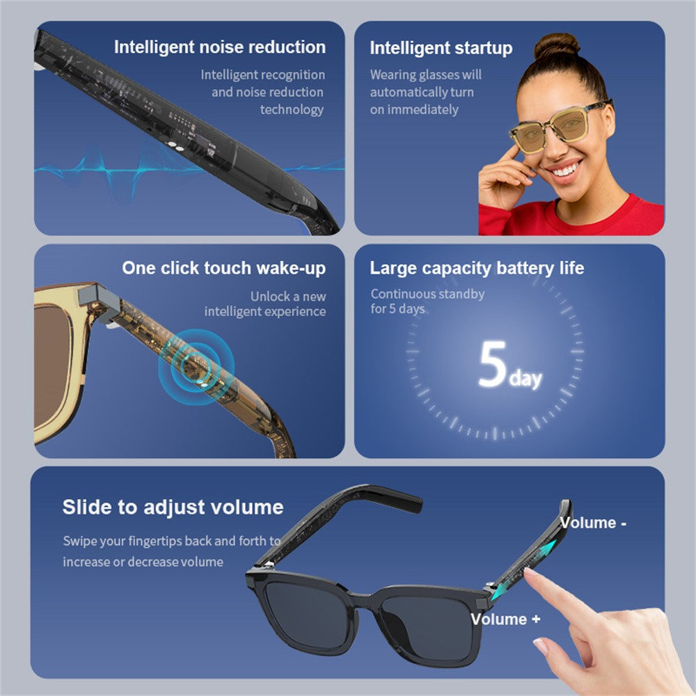 G06-L Bluetooth-compatible Wireless Music Glasses Smart Eyewear with Built-In Microphone / Speaker