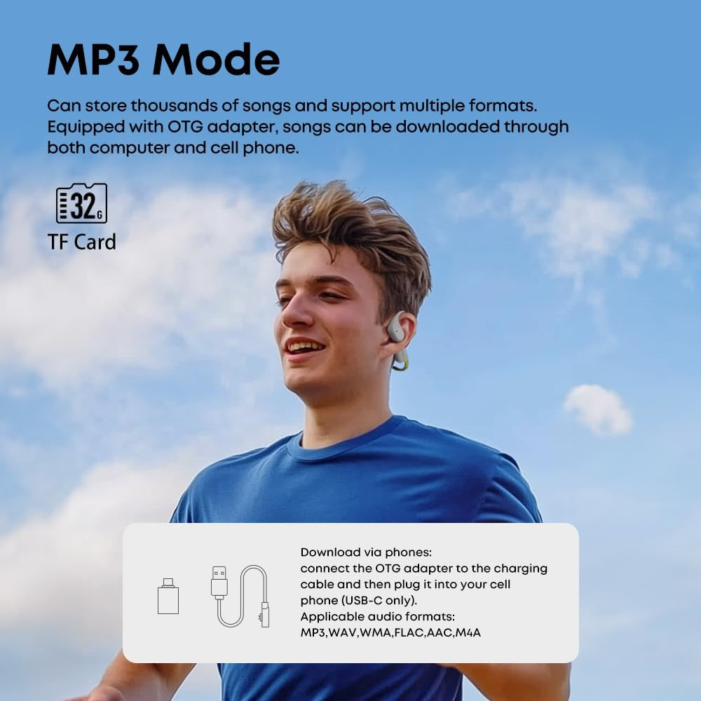 LANGSDOM Airware Pro BE19 Open Ear Headphones MP3 Mode Waterproof Running Earphones Built In 32G Storage