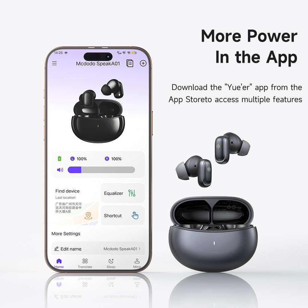 MCDODO HP-822 AI Translator Earbuds ANC + ENC Noise Reduction Bluetooth-Compatible Wireless Headphones