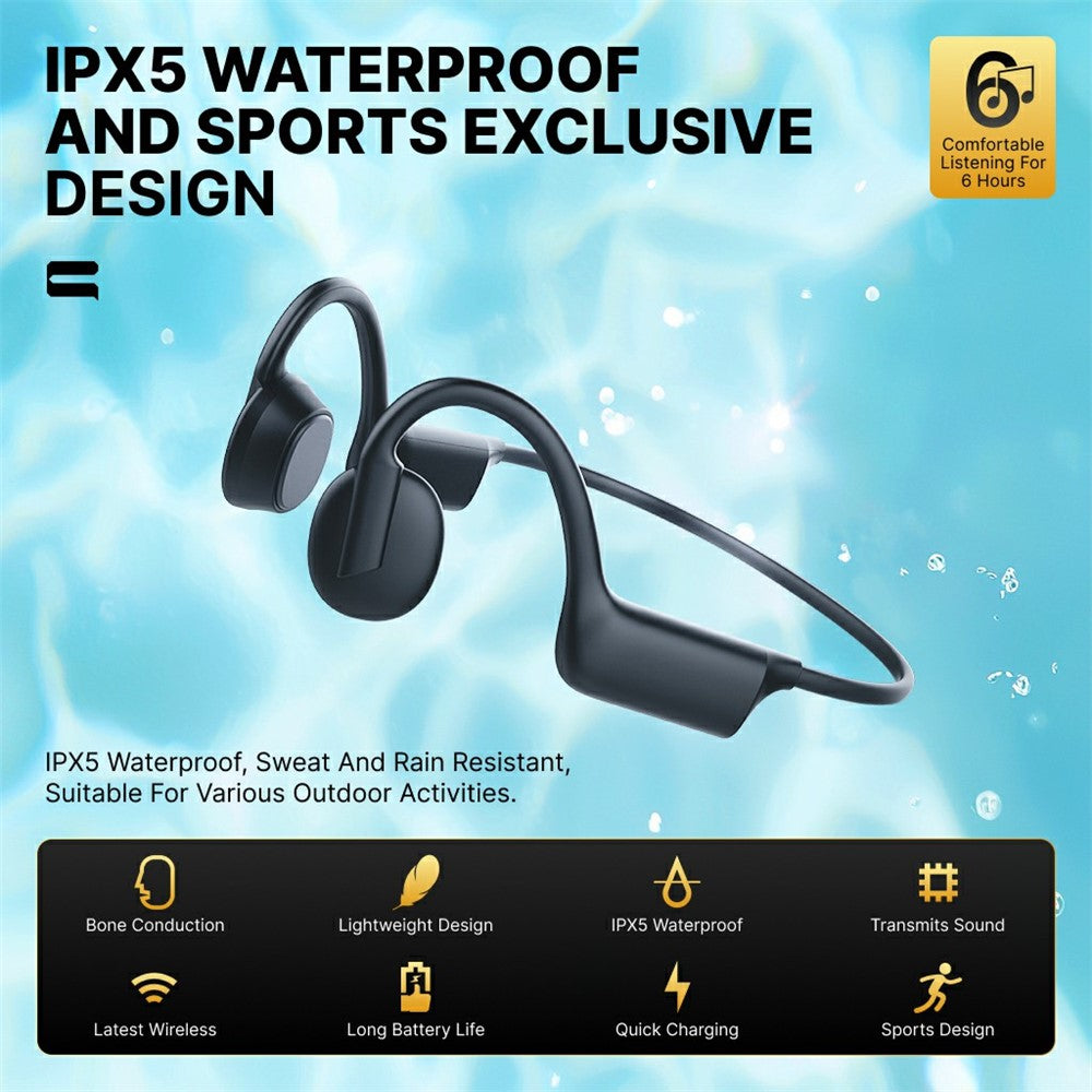 KO8 Bone Conduction Headset Wireless Sports Headphones Waterproof Earphones