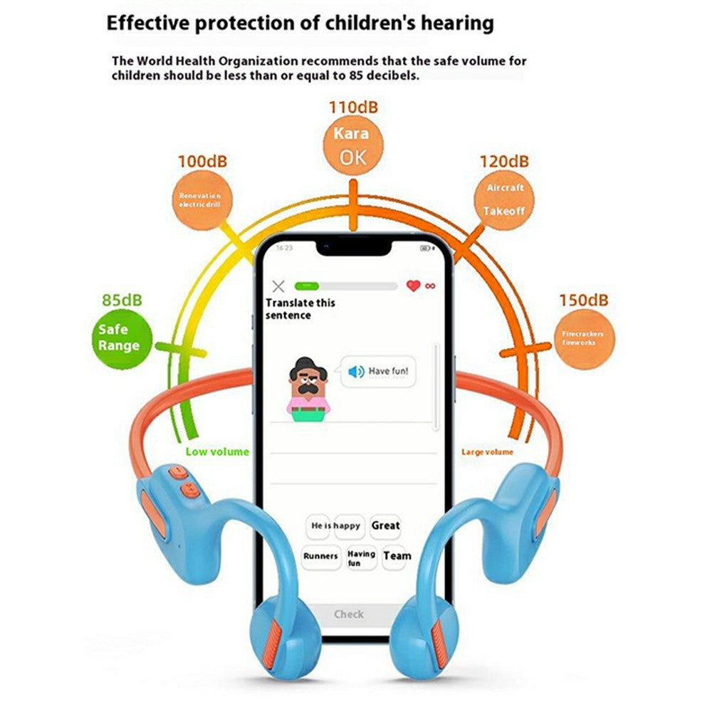 x12 Bone Conduction Wireless Earphones for Kids Waterproof Bluetooth-compatible Headphones Built In 8GB Memory