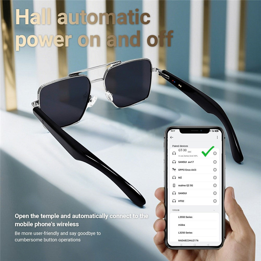 GT-30 AI Translation Smart Glasses HD Audio Bluetooth-compatible Music Calling UV Protection Sunglasses