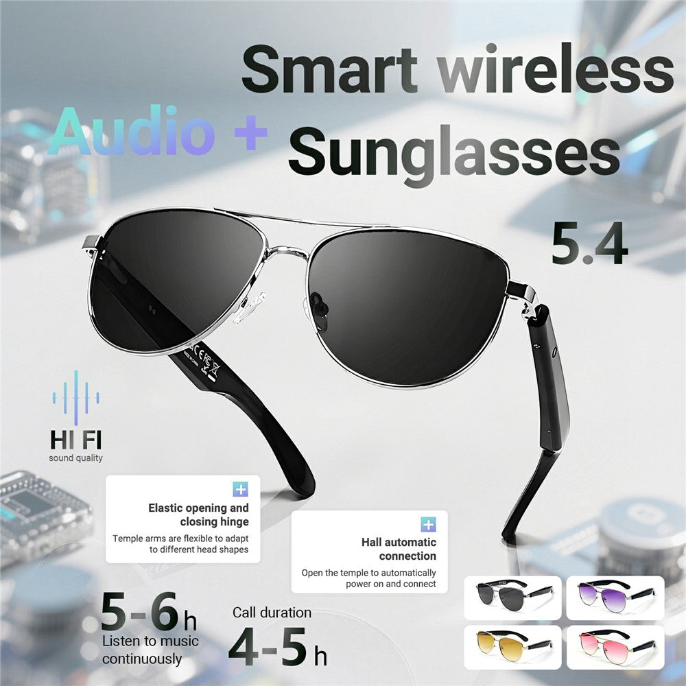 GT-32 Bluetooth-compatible Music Eyeglasses AI Translation Smart Glasses UV Protection Sunglasses