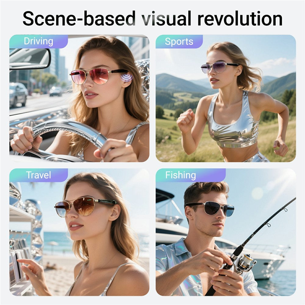 GT-32 Bluetooth-compatible Music Eyeglasses AI Translation Smart Glasses UV Protection Sunglasses