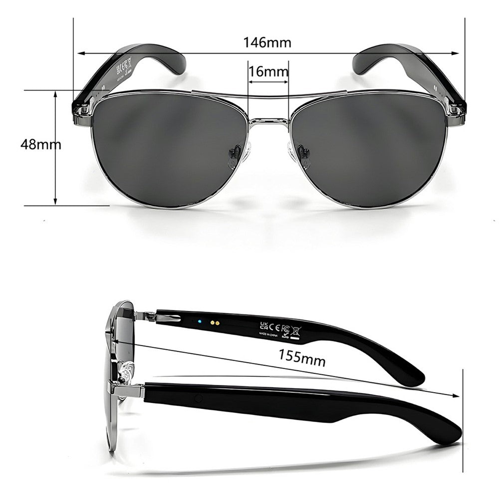 GT-32 Bluetooth-compatible Music Eyeglasses AI Translation Smart Glasses UV Protection Sunglasses