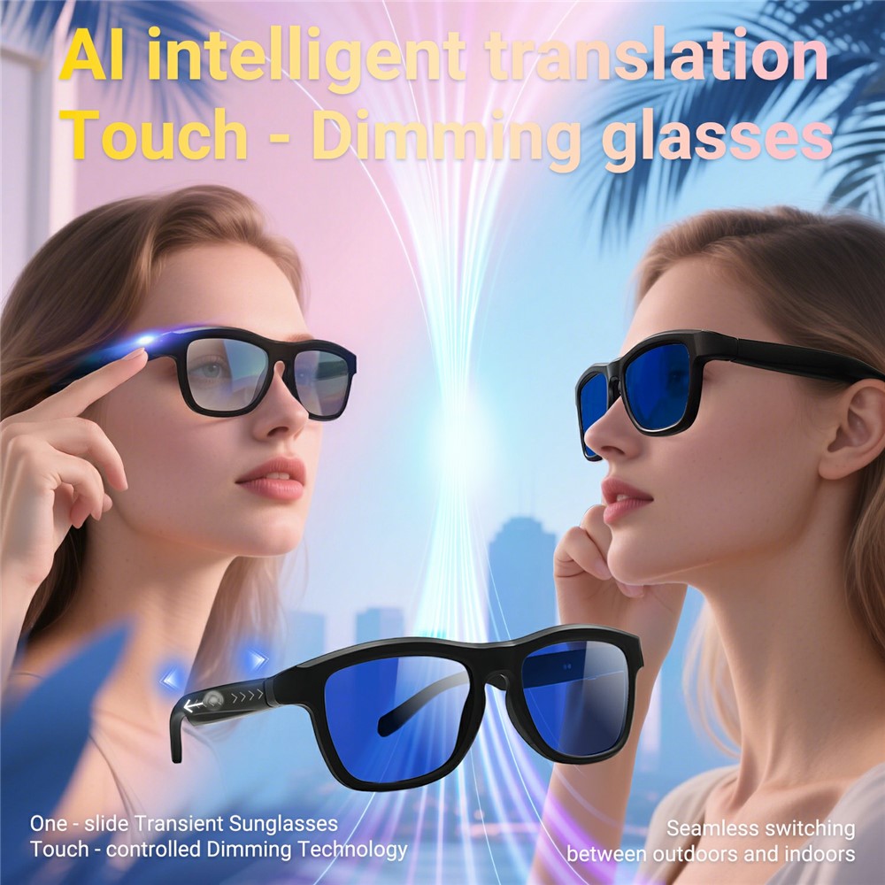 GV-90 AI Translation Smart Glasses Touch Color Changing Lens HD Audio Bluetooth-compatible Music Eyeglasses