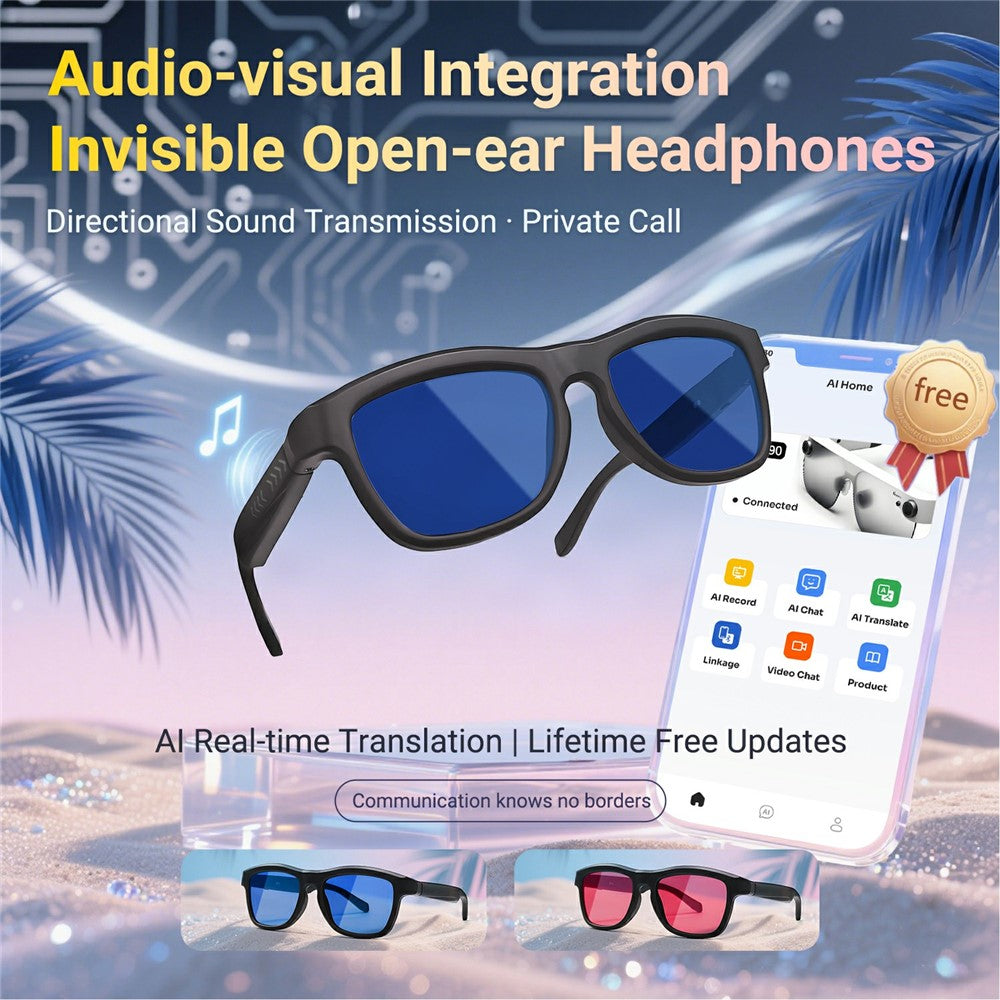 GV-90 AI Translation Smart Glasses Touch Color Changing Lens HD Audio Bluetooth-compatible Music Eyeglasses