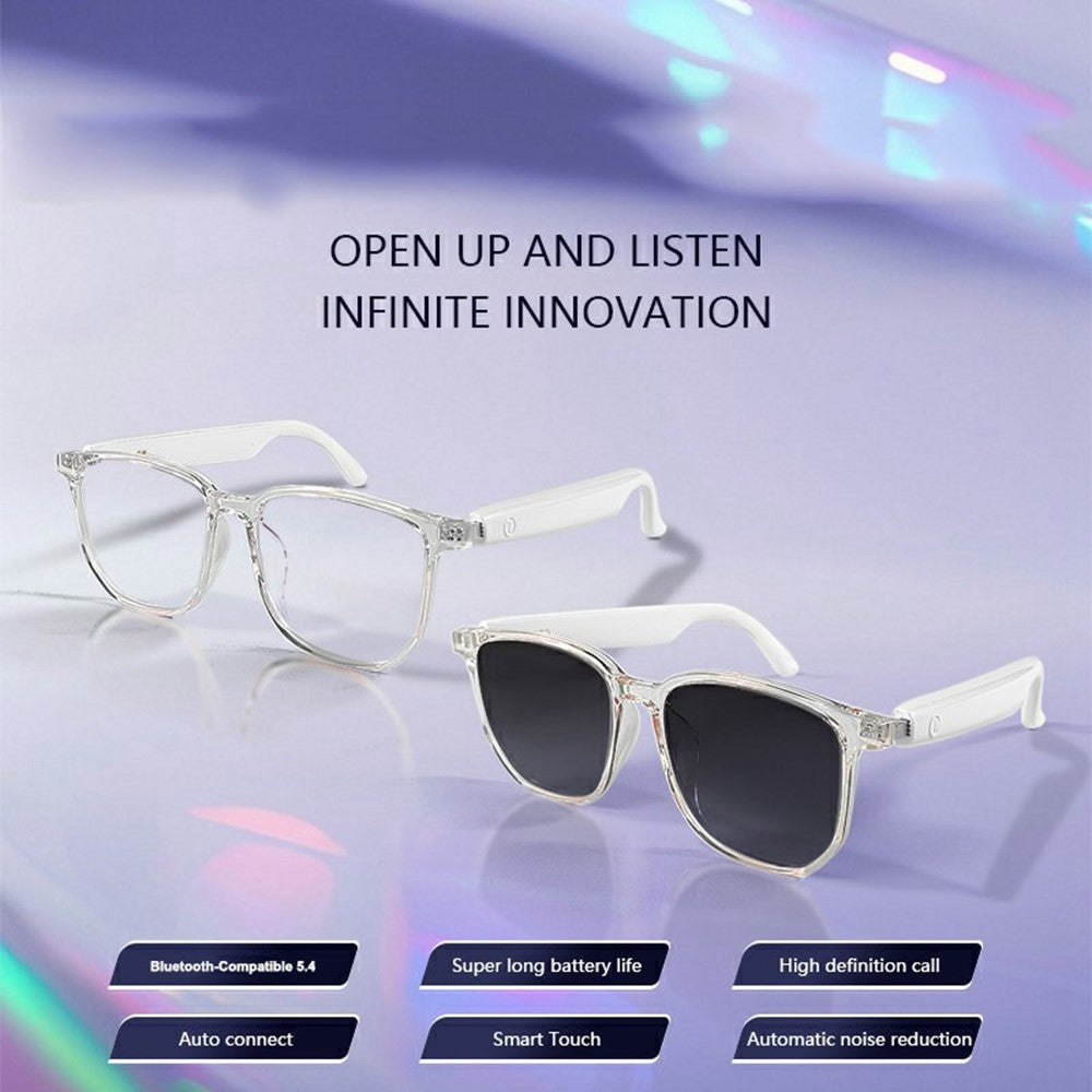 GS03 AI Translation Bluetooth-compatible Glasses Transparent Frame Smart Eyewear for Music Calls