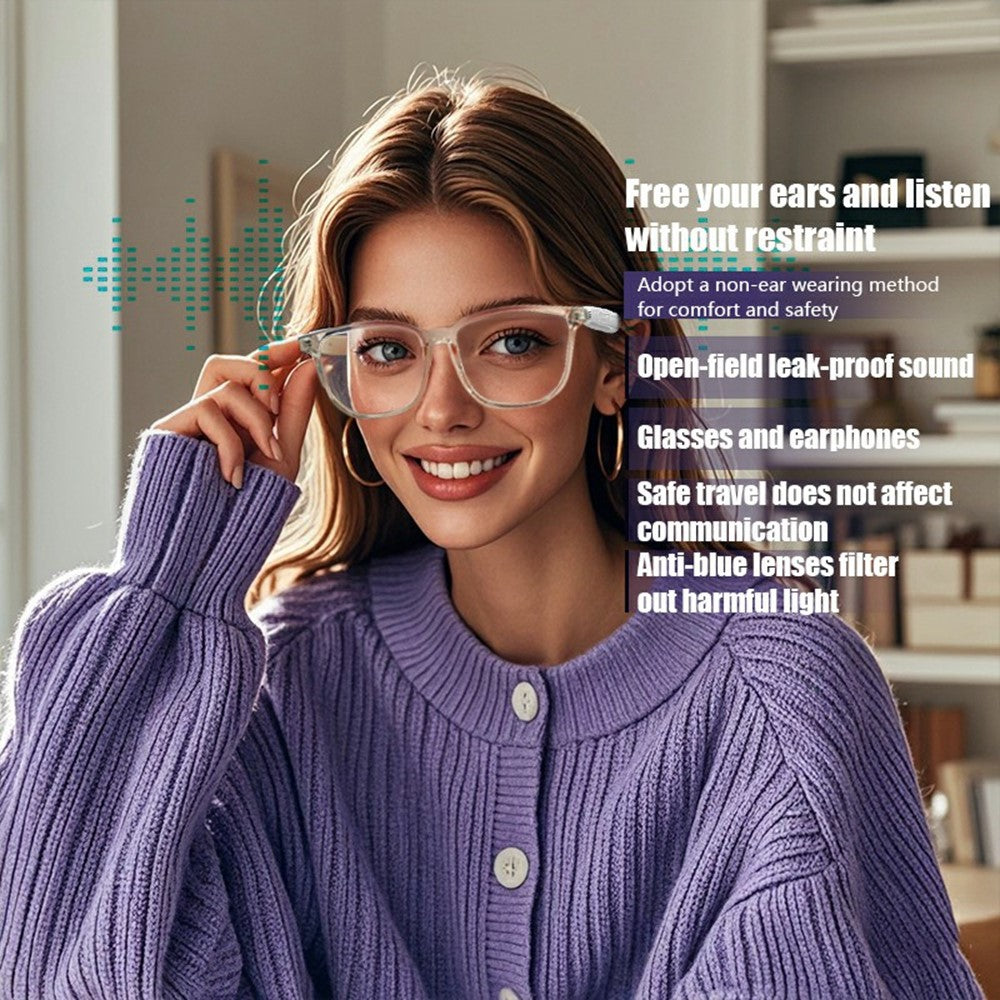 GS03 AI Translation Bluetooth-compatible Glasses Transparent Frame Smart Eyewear for Music Calls