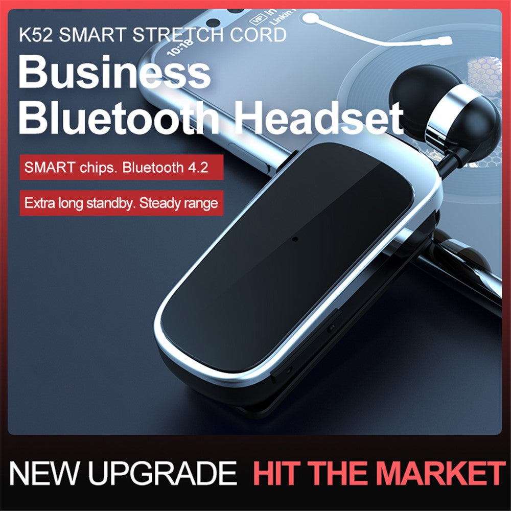 K52 Business Retractable Bluetooth-compatible 4.1 Wireless Headset Earphone Call Remind Vibration Earbuds