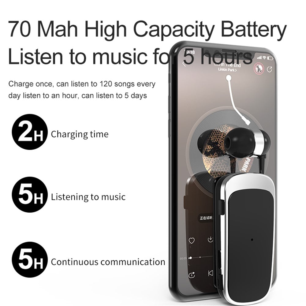 K52 Business Retractable Bluetooth-compatible 4.1 Wireless Headset Earphone Call Remind Vibration Earbuds