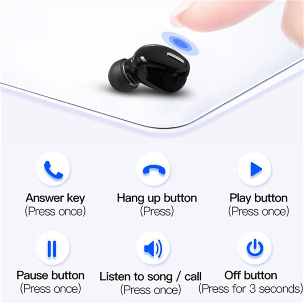 X9 Mini Stereo Sound Wireless Headphones Bluetooth-compatible 5.0 In-ear HiFi Earphone with Mic