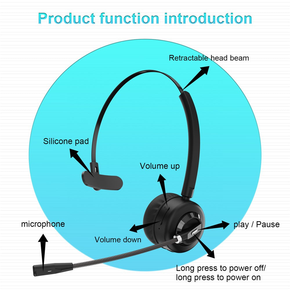 ANIVIA A8 Single Ear Bluetooth-compatible 5.0 Wireless Headphone Call Center Headset with Noise Cancelling Microphone and Charging Dock