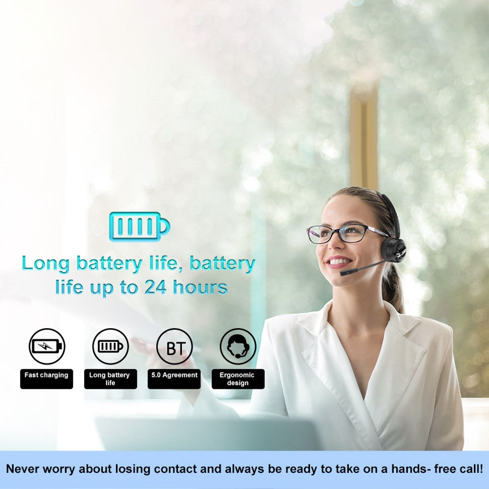 ANIVIA A8 Single Ear Bluetooth-compatible 5.0 Wireless Headphone Call Center Headset with Noise Cancelling Microphone and Charging Dock