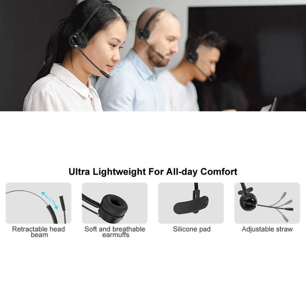 ANIVIA A8 Single Ear Bluetooth-compatible 5.0 Wireless Headphone Call Center Headset with Noise Cancelling Microphone and Charging Dock