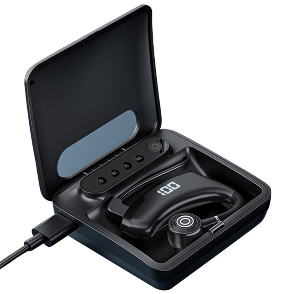 V9S Bluetooth-compatible Single-Ear (Monaural) Headset Business Style LED Display Wireless Headphone Earphone with Battery Charging Case