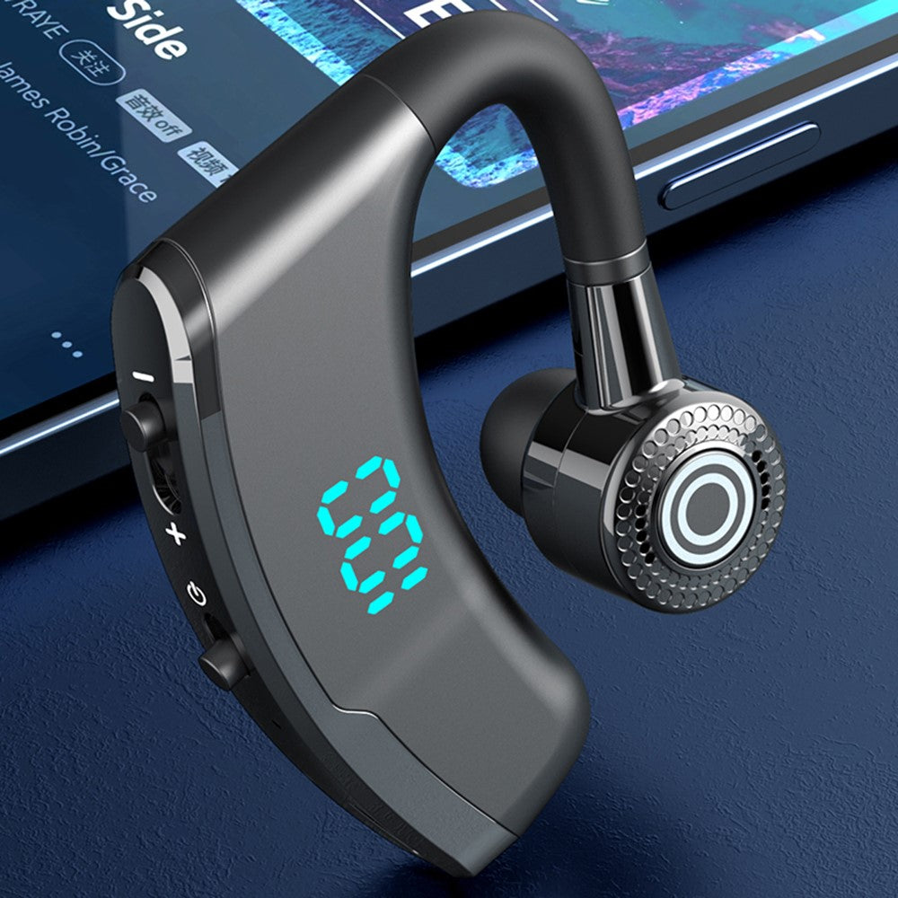V9S Bluetooth-compatible Single-Ear (Monaural) Headset Business Style LED Display Wireless Headphone Earphone with Battery Charging Case