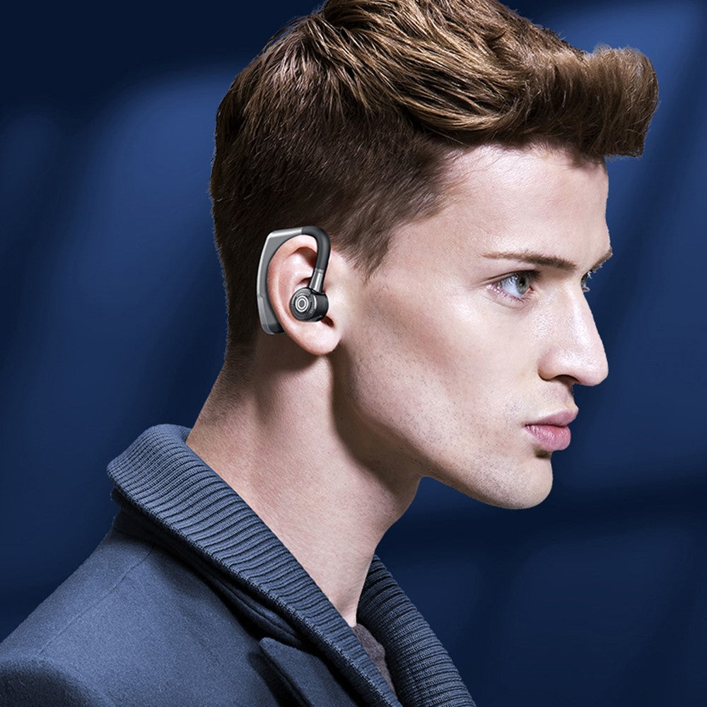V9S Bluetooth-compatible Single-Ear (Monaural) Headset Business Style LED Display Wireless Headphone Earphone with Battery Charging Case