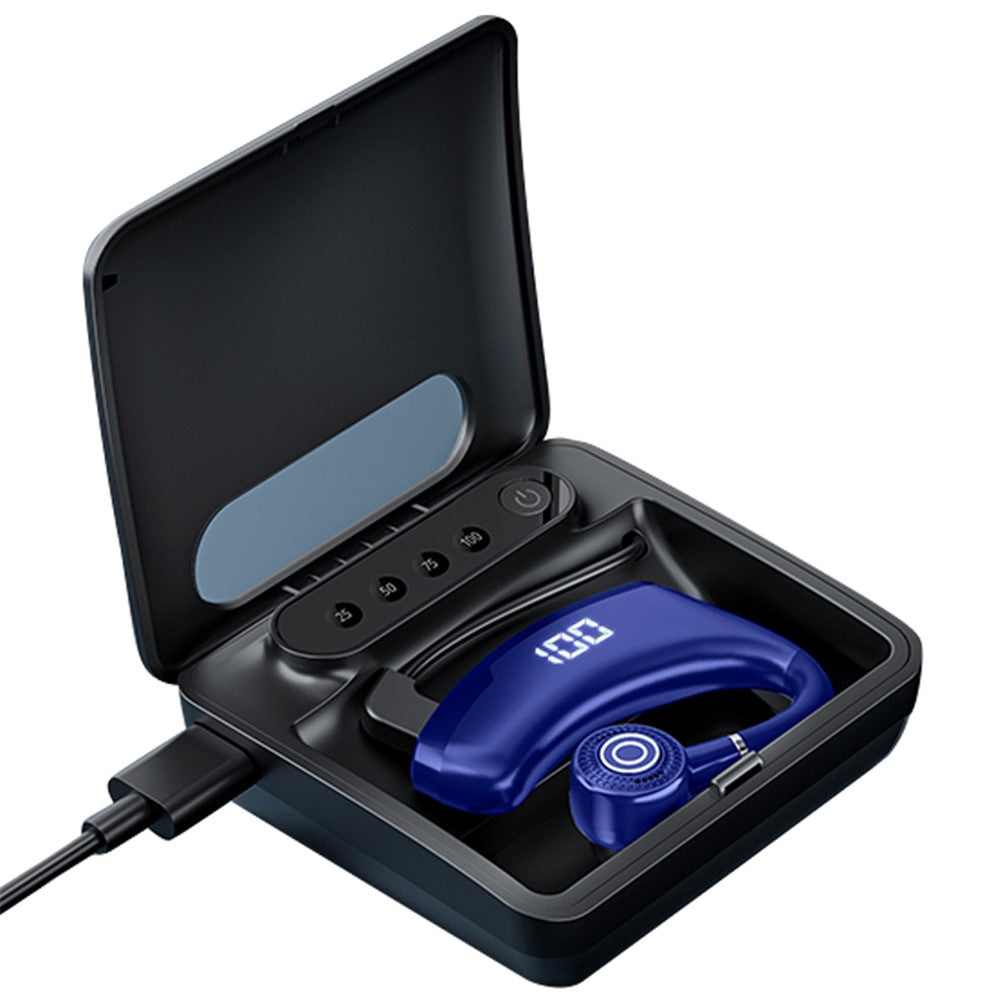V9S Bluetooth-compatible Single-Ear (Monaural) Headset Business Style LED Display Wireless Headphone Earphone with Battery Charging Case