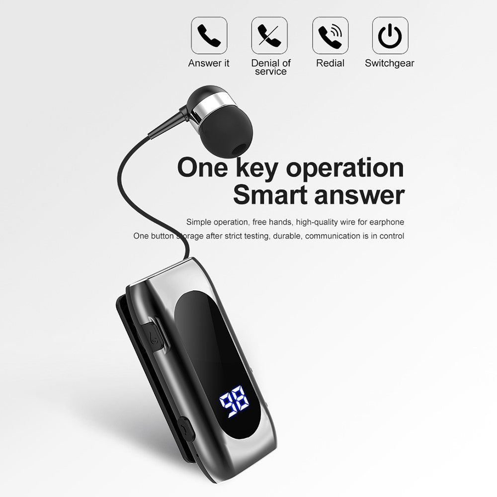 K55 Business Bluetooth-compatible Single-Ear Earphone Battery Display Clip-On Intelligent Noise Reduction Telescopic Headset Clipper