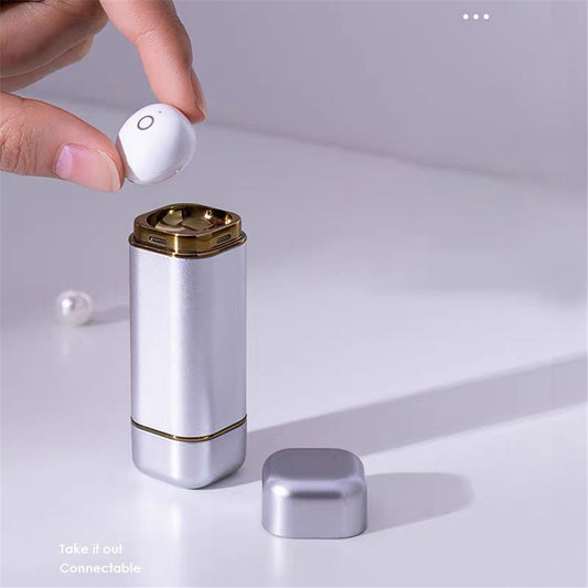 Single Wireless Earphone Mini Bluetooth-compatible Headset Sports Headphone with Lipstick-shaped Charging Case
