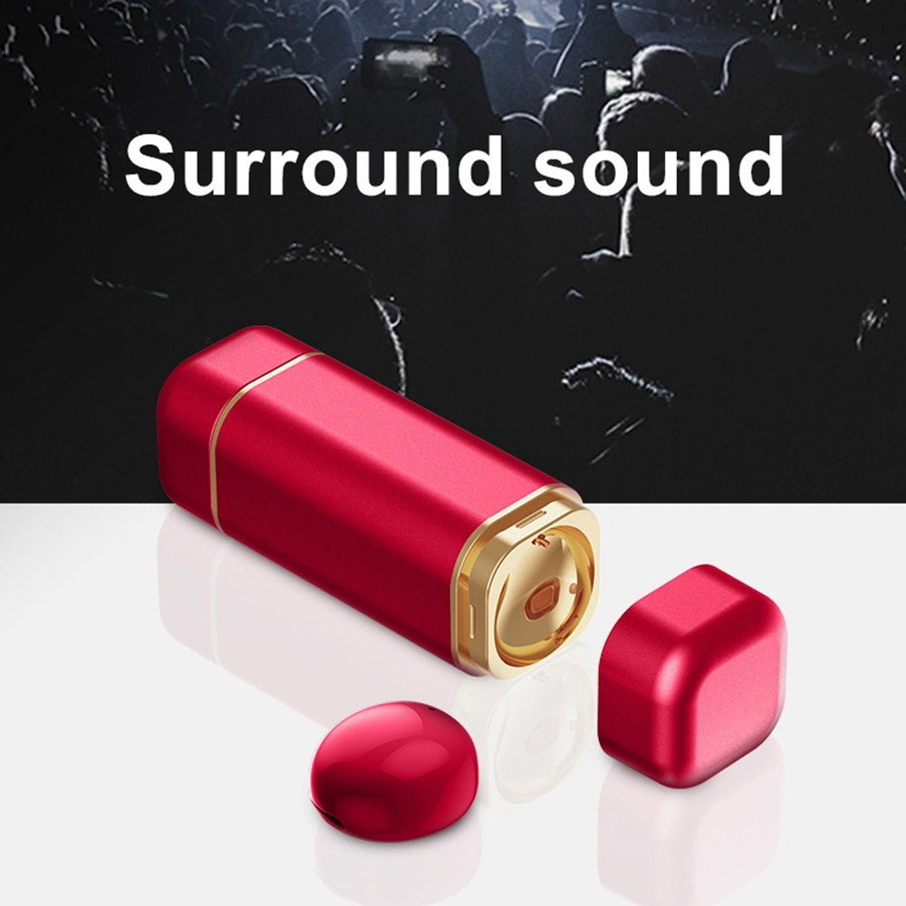 Single Wireless Earphone Mini Bluetooth-compatible Headset Sports Headphone with Lipstick-shaped Charging Case